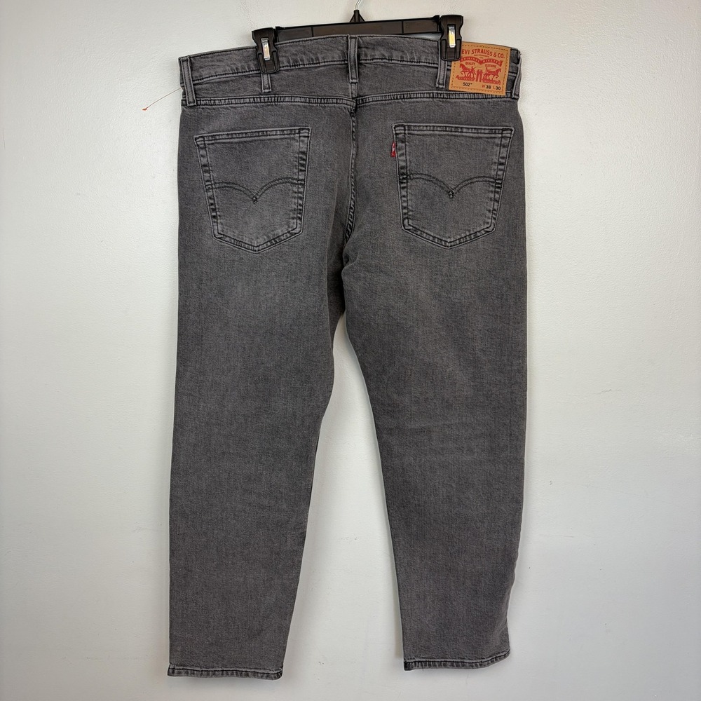 Levis 502 Jeans Mens 38x30‎ Gray Tapered Stretch Denim Pants Medium Wash Casual - Picture 3 of 10